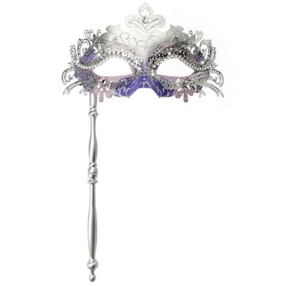 6345 Masquerade Mask with Stick, Handheld Mardi Gras Mask,Venetian Party
